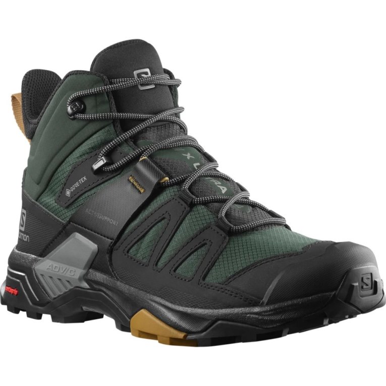 Green / Black Salomon X Ultra 4 Mid GTX Men's Hiking Boots | PH 74506V